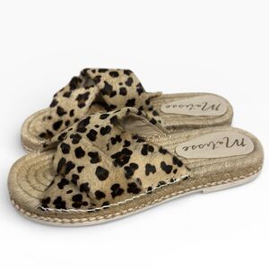 Matisse Leopard Haircalf Espadrille Slide Sandals Womens US 9 Summer Flat Casual